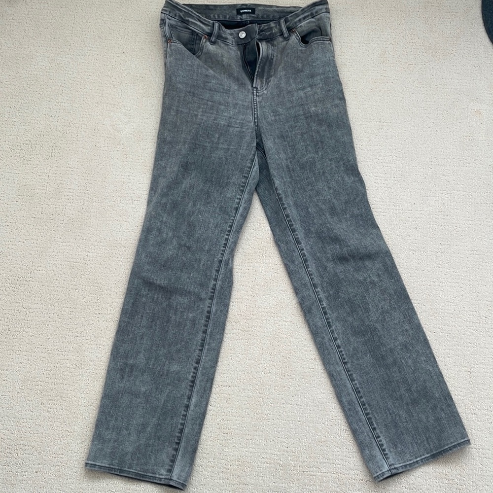 Express Gray Modern Straight Super High Rise stretch jeans (fits 6/8/10)
